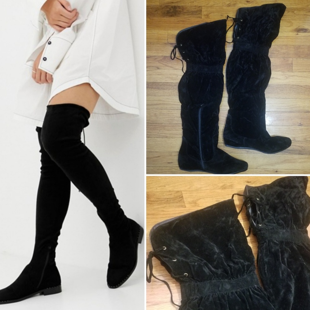Knee High Velvet Flats